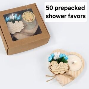 50 Piece Wooden It's A Boy Baby Shower Party Favors, Prepackaged Thank You Favor